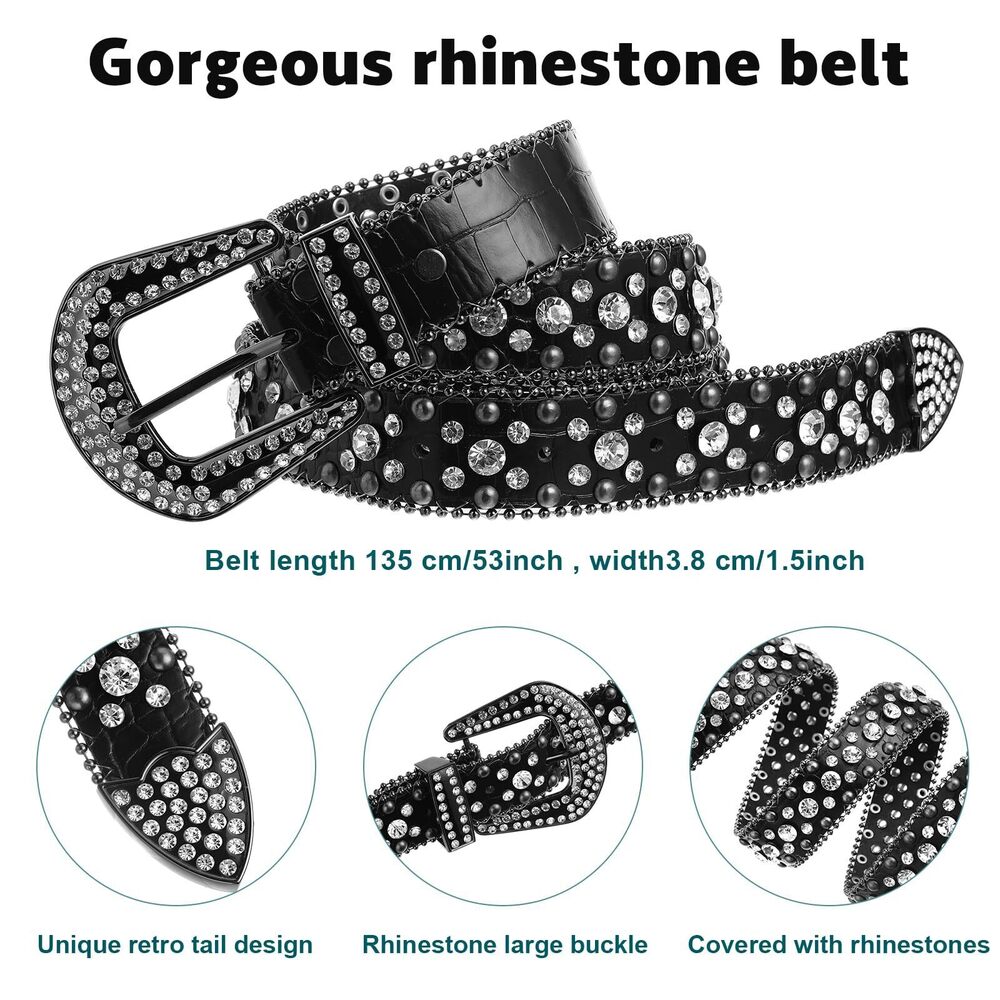 1327 4 Pcs Cowboy Accessoriess Set Rhinestone Belt For Women Crystal - Picture 2 of 7